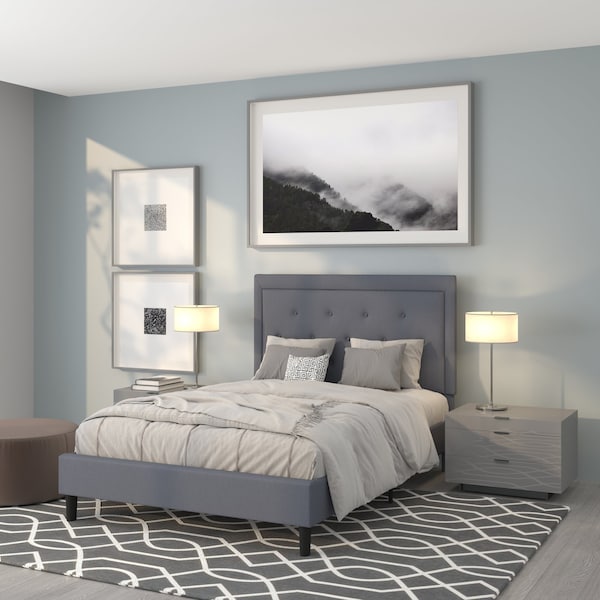 Flash Furniture Roxbury Full Platform Bed, Light Gray SL-BK5-F-LG-GG - main